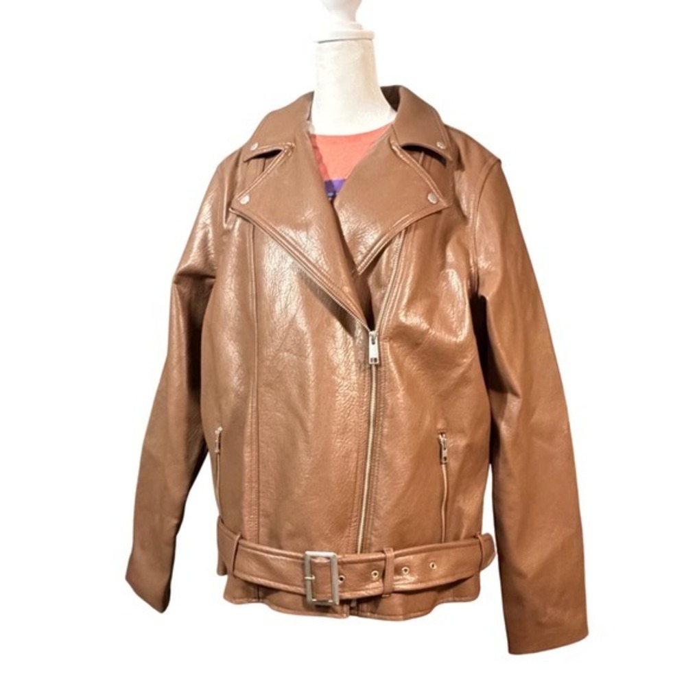 Old Navy Faux Leather Moto Jacket Espresso Yourself Brown XL Tall 752075-01